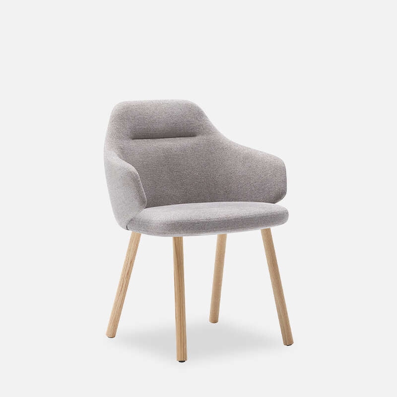 Binar Mid Back 4 Leg Timber Chair